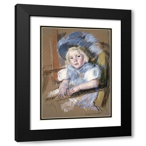 Simone Seated Black Modern Wood Framed Art Print with Double Matting by Cassatt, Mary
