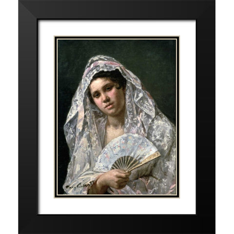 Spanish Dancer Black Modern Wood Framed Art Print with Double Matting by Cassatt, Mary