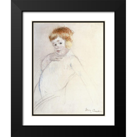 Study of the Baby for The Caress Black Modern Wood Framed Art Print with Double Matting by Cassatt, Mary
