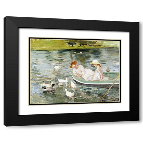 Summertime Black Modern Wood Framed Art Print with Double Matting by Cassatt, Mary