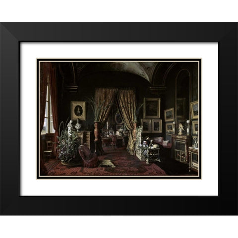 Empress Eugenie In The Salon at Tuileries Black Modern Wood Framed Art Print with Double Matting by Castiglione, Giuseppe