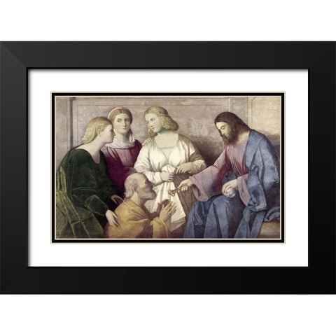 Jesus Gives The Keys To Peter Black Modern Wood Framed Art Print with Double Matting by Catena, Vincenzo di Biagio