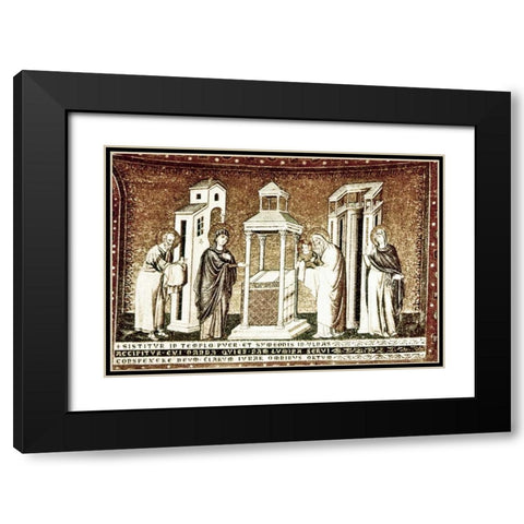 Presentation In The Temple Black Modern Wood Framed Art Print with Double Matting by Cavallini, Pietro