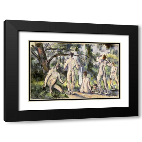 Bathers Black Modern Wood Framed Art Print with Double Matting by Cezanne, Paul