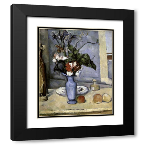 Blue Vase Black Modern Wood Framed Art Print with Double Matting by Cezanne, Paul