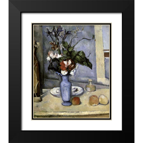 Blue Vase Black Modern Wood Framed Art Print with Double Matting by Cezanne, Paul