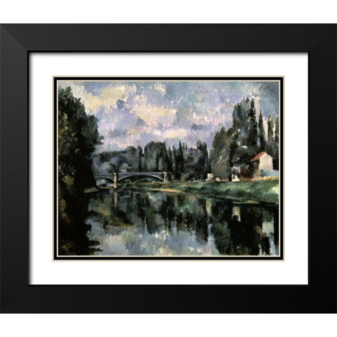 Bridge Over the Marne at Creteil Black Modern Wood Framed Art Print with Double Matting by Cezanne, Paul