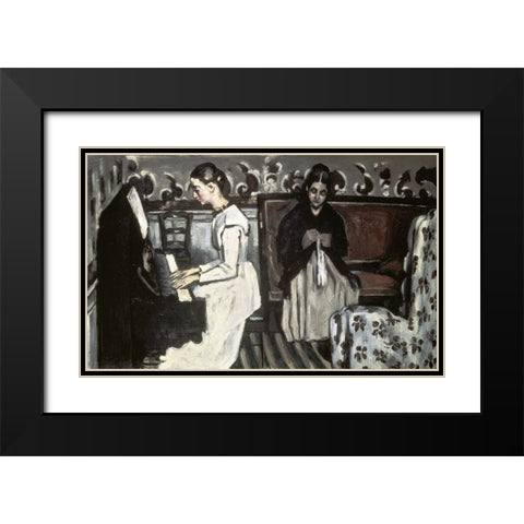 Girl at the Piano -The TannhÃ¤user Overture Black Modern Wood Framed Art Print with Double Matting by Cezanne, Paul
