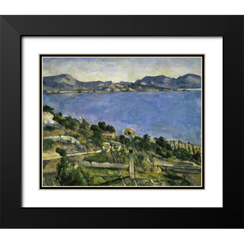 LEstaque Black Modern Wood Framed Art Print with Double Matting by Cezanne, Paul