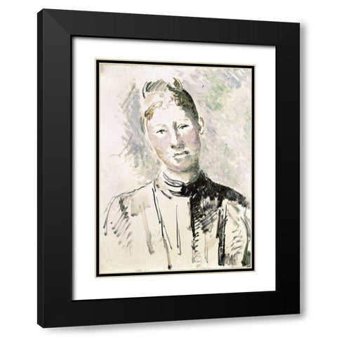 Madame Cezanne Black Modern Wood Framed Art Print with Double Matting by Cezanne, Paul