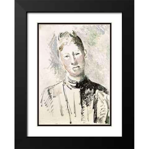 Madame Cezanne Black Modern Wood Framed Art Print with Double Matting by Cezanne, Paul