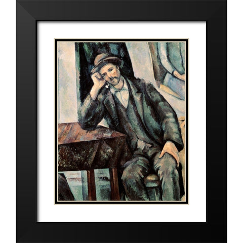Man Smoking a Pipe Black Modern Wood Framed Art Print with Double Matting by Cezanne, Paul