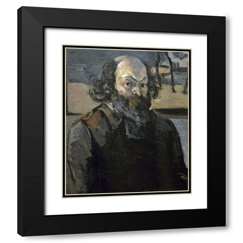Portrait of The Artist Black Modern Wood Framed Art Print with Double Matting by Cezanne, Paul