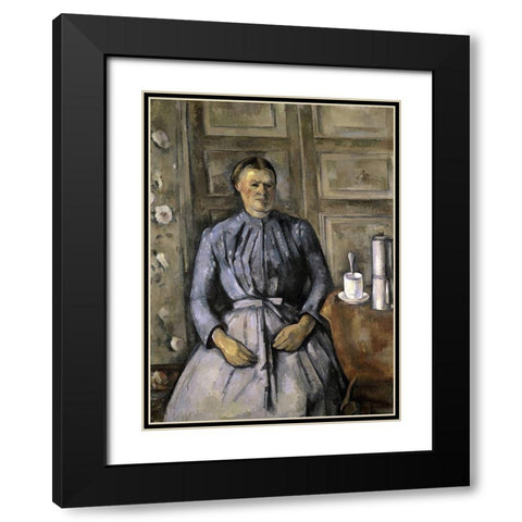 Woman at The Cafeteria Black Modern Wood Framed Art Print with Double Matting by Cezanne, Paul