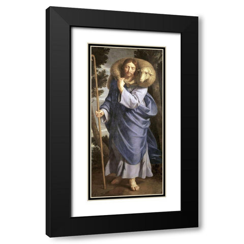 Good Shepherd Black Modern Wood Framed Art Print with Double Matting by Champaigne, Philippe de