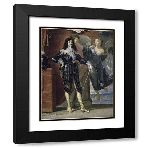 Louis Xiii Crowned By Victory Black Modern Wood Framed Art Print with Double Matting by Champaigne, Philippe de