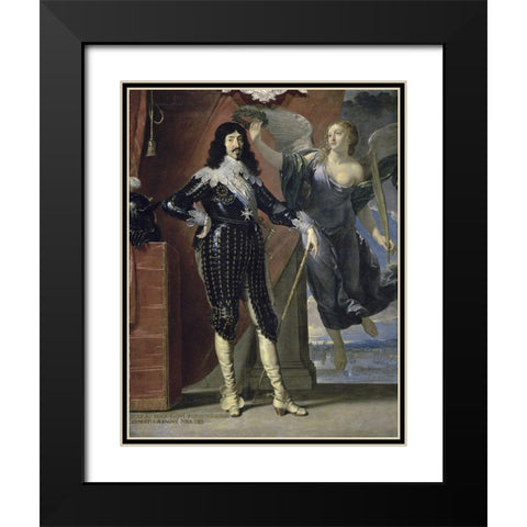 Louis Xiii Crowned By Victory Black Modern Wood Framed Art Print with Double Matting by Champaigne, Philippe de