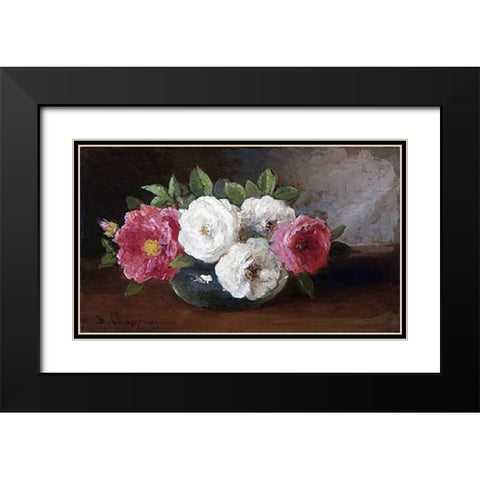 Pink and White Black Modern Wood Framed Art Print with Double Matting by Champney, Benjamin