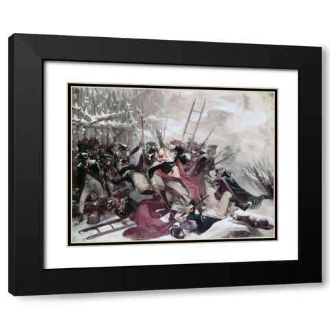 Death of General Montgomery Black Modern Wood Framed Art Print with Double Matting by Chappell, Alonzo