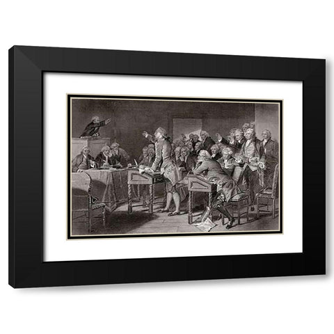 Patrick Henry Addressing The Virginia Assembley Black Modern Wood Framed Art Print with Double Matting by Chappell, Alonzo