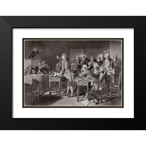 Patrick Henry Addressing The Virginia Assembley Black Modern Wood Framed Art Print with Double Matting by Chappell, Alonzo