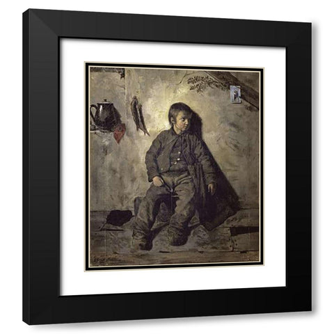Un Petit Ramoneur Black Modern Wood Framed Art Print with Double Matting by De Chatillon, Charles