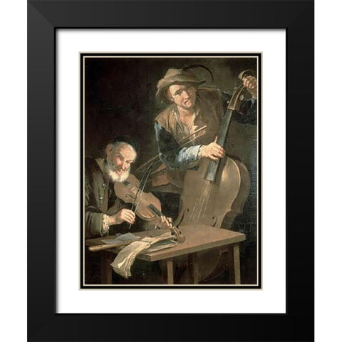 Musicians Black Modern Wood Framed Art Print with Double Matting by Cipper, Giacomo Francesco