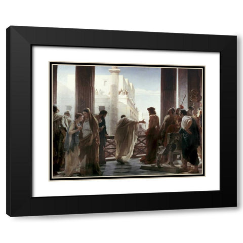 Ecce Homo Black Modern Wood Framed Art Print with Double Matting by Ciseri, Antonio