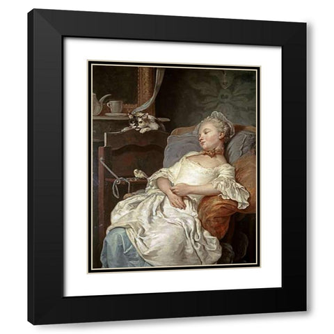 Rest Le ReVintage Black Modern Wood Framed Art Print with Double Matting by Colson, Jean Francois