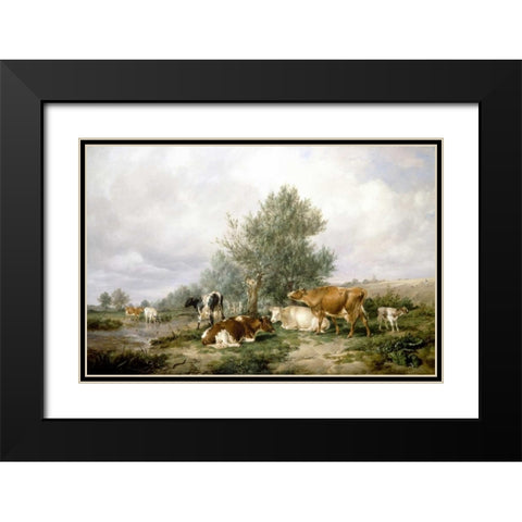 In Canterbury Meadows Black Modern Wood Framed Art Print with Double Matting by Cooper, Thomas Sidney