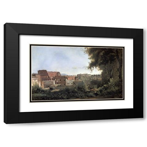 Colosseum Seen Through The Farnese Gardens Black Modern Wood Framed Art Print with Double Matting by Corot, Jean-Baptiste-Camille