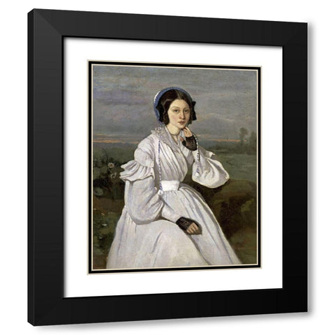 Marie-Louise Sennegon Black Modern Wood Framed Art Print with Double Matting by Corot, Jean-Baptiste-Camille