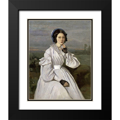 Marie-Louise Sennegon Black Modern Wood Framed Art Print with Double Matting by Corot, Jean-Baptiste-Camille