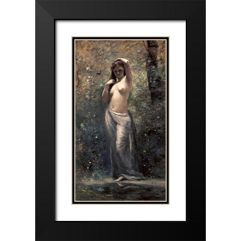 Nymph at The Source Black Modern Wood Framed Art Print with Double Matting by Corot, Jean-Baptiste-Camille