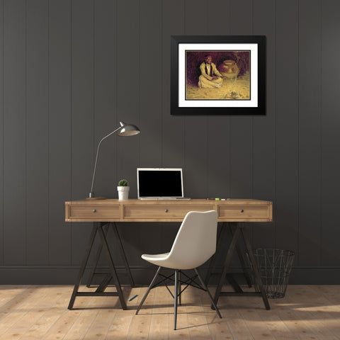 Fireside Black Modern Wood Framed Art Print with Double Matting by Couse, Eanger Irving