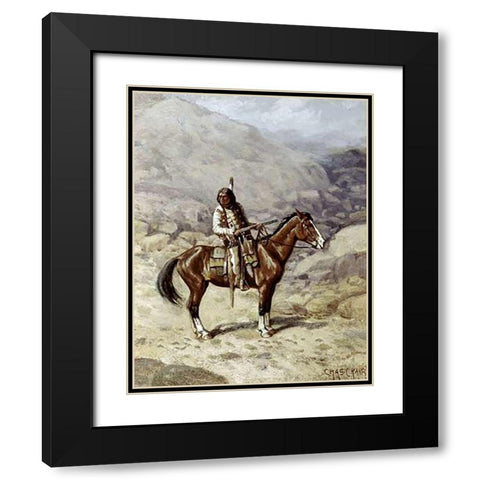 Indian On Horseback Black Modern Wood Framed Art Print with Double Matting by Craig, Charles