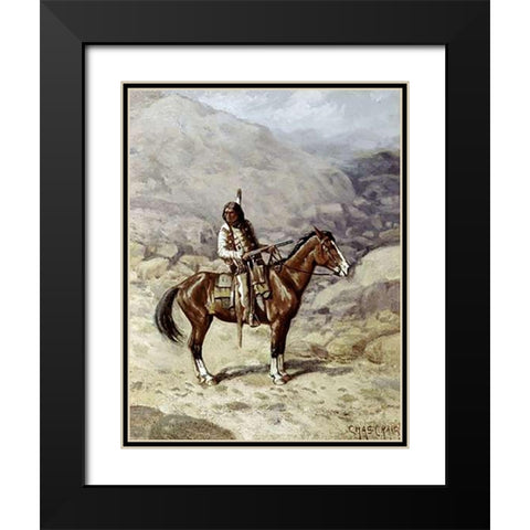 Indian On Horseback Black Modern Wood Framed Art Print with Double Matting by Craig, Charles