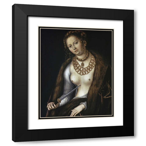 Lucretia Black Modern Wood Framed Art Print with Double Matting by Cranach, Lucas