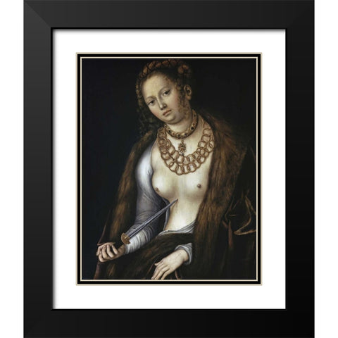 Lucretia Black Modern Wood Framed Art Print with Double Matting by Cranach, Lucas