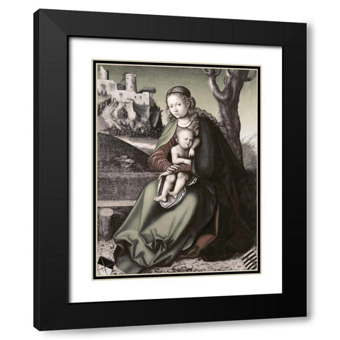 Madonna and Child Black Modern Wood Framed Art Print with Double Matting by Cranach, Lucas