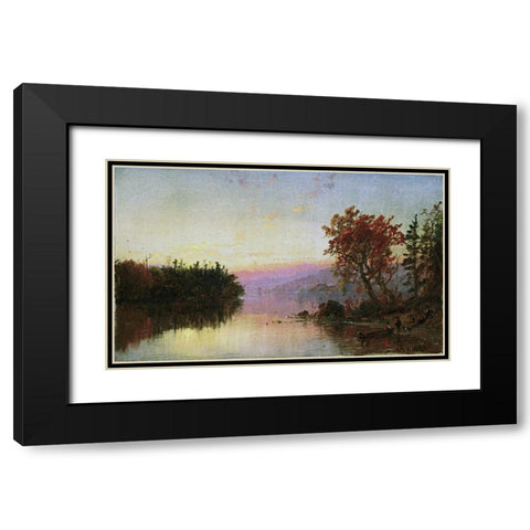 Greenwood Lake at Twilight Black Modern Wood Framed Art Print with Double Matting by Cropsey, Jasper Francis