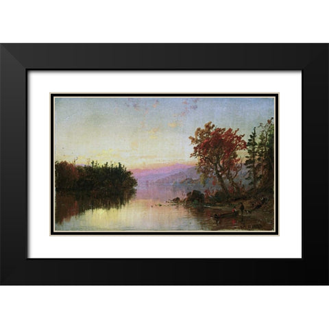 Greenwood Lake at Twilight Black Modern Wood Framed Art Print with Double Matting by Cropsey, Jasper Francis