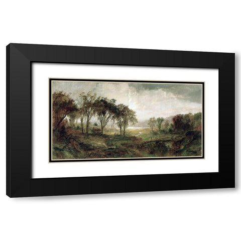 Hastings On Hudson Black Modern Wood Framed Art Print with Double Matting by Cropsey, Jasper Francis