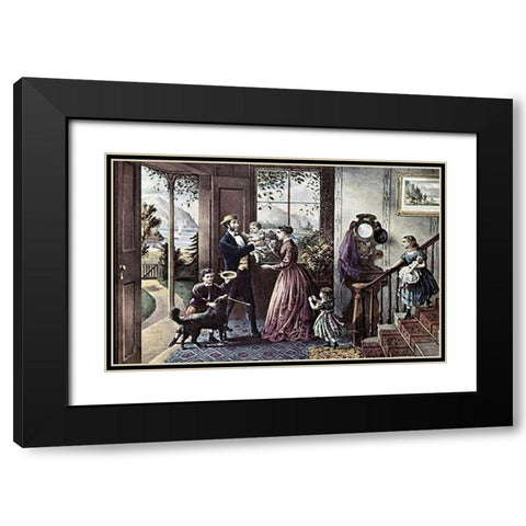 Four Seasons of Life: Middle Age Black Modern Wood Framed Art Print with Double Matting by Ives, Currier and