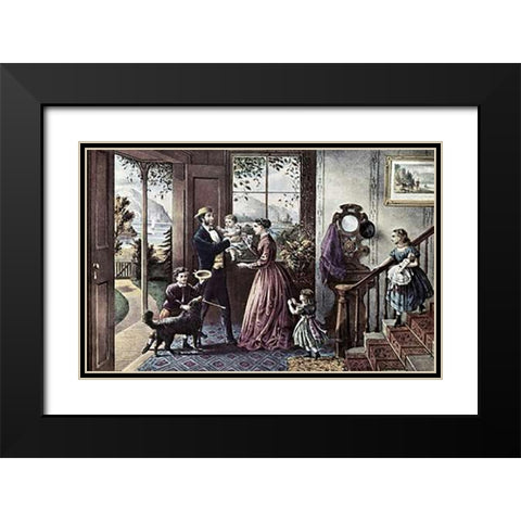 Four Seasons of Life: Middle Age Black Modern Wood Framed Art Print with Double Matting by Ives, Currier and