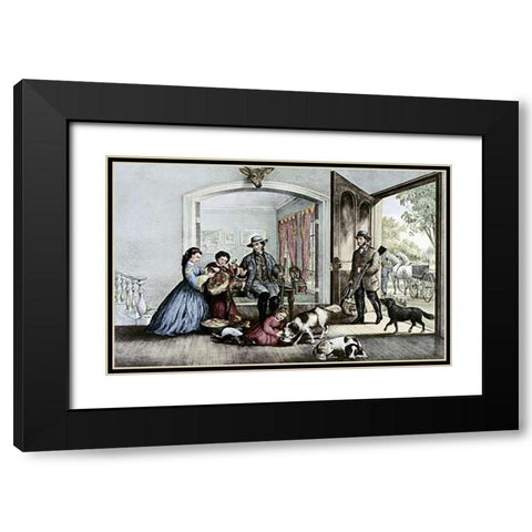 Home From The Woods Black Modern Wood Framed Art Print with Double Matting by Ives, Currier and