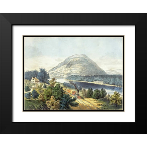 Lookout Mountain, Tennessee and The Chattanooga Railroad Black Modern Wood Framed Art Print with Double Matting by Currier and Ives