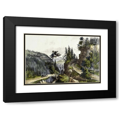 Pennsylvania Railroad Scenery Black Modern Wood Framed Art Print with Double Matting by Currier and Ives