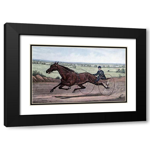 Queen of The Turf Maud S., Driven By W.W. Bair Black Modern Wood Framed Art Print with Double Matting by Ives, Currier and