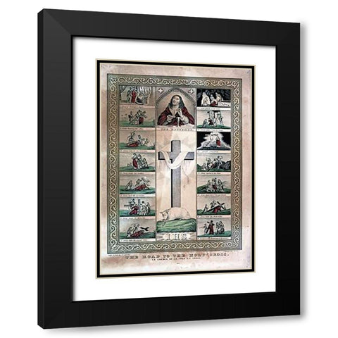 Road To The Holy Cross Black Modern Wood Framed Art Print with Double Matting by Ives, Currier and